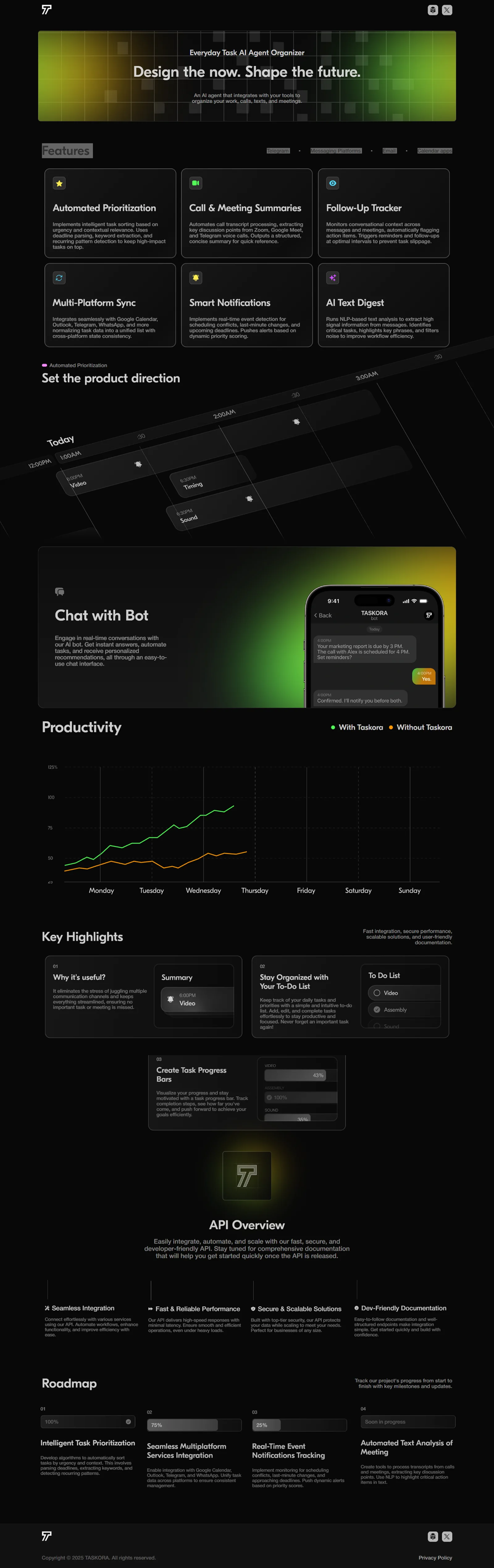 Full Taskora product landing page
