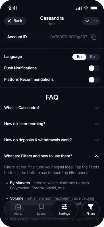 Account settings, notifications and Cassandra FAQ