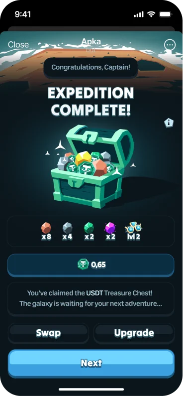 COSMO Expedition Completion Screen