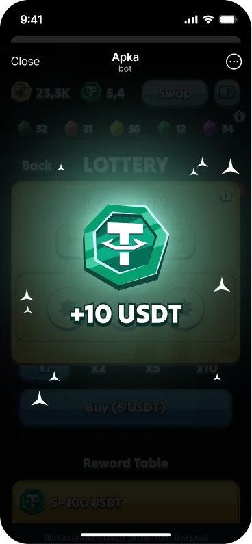 COSMO USDT Lottery Screen
