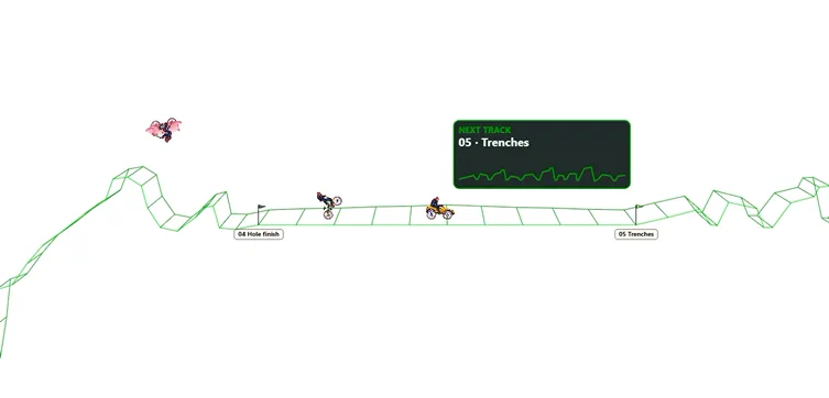 Gameplay during the transition from the Hole track to the Trenches track