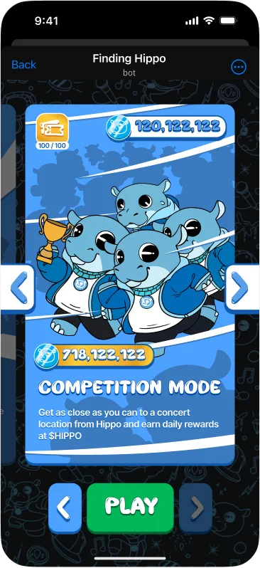Selecting competitive mode Finding Hippo
