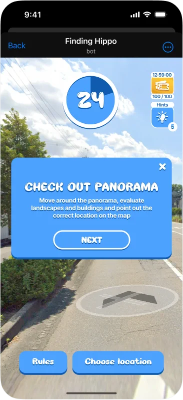 Interactive panorama Finding Hippo