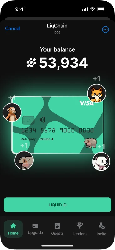 Telegram Mini App LiqChain Home Screen