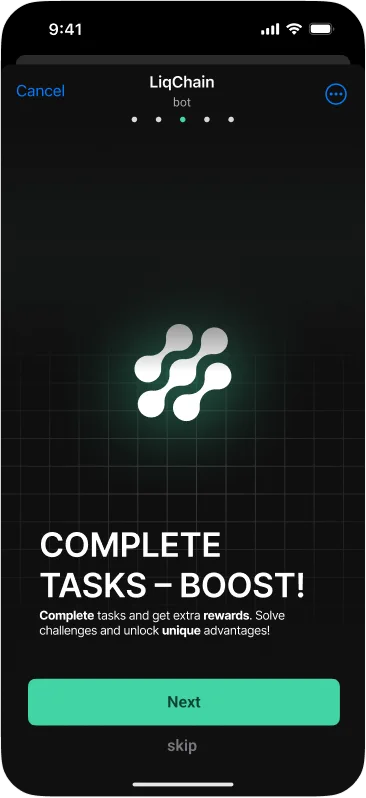 Onboarding LiqChain with an offer to complete tasks