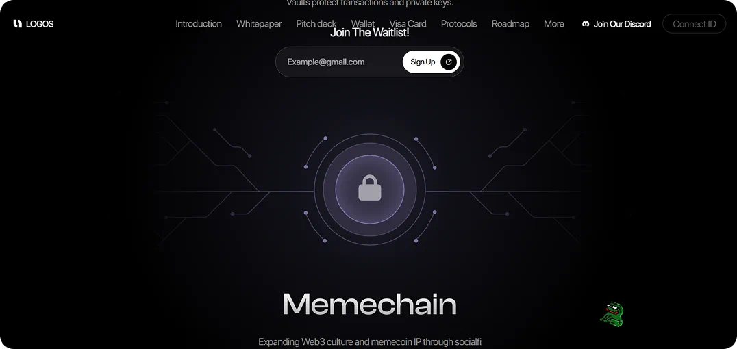 Waitlist registration form and Memechain section