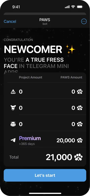 PAWS Rewards Summary Screen
