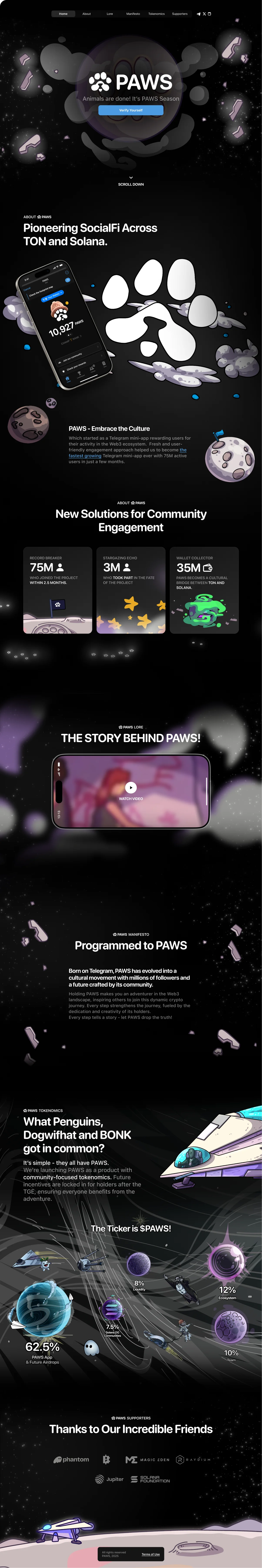 Desktop version of the PAWS Web3 platform