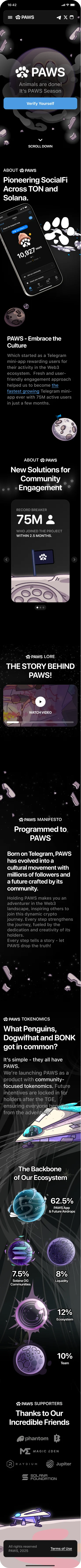 Mobile version of the PAWS Web3 platform
