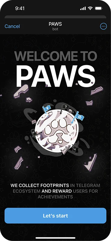 PAWS Welcome Screen