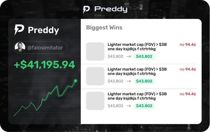 Preddy card with the user's biggest winnings