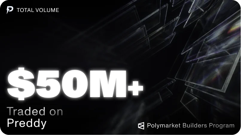 Preddy's promotional creative for $50 million in trading volume