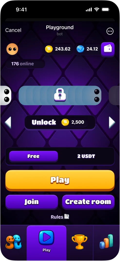 Selecting a playable character in Snake Royale