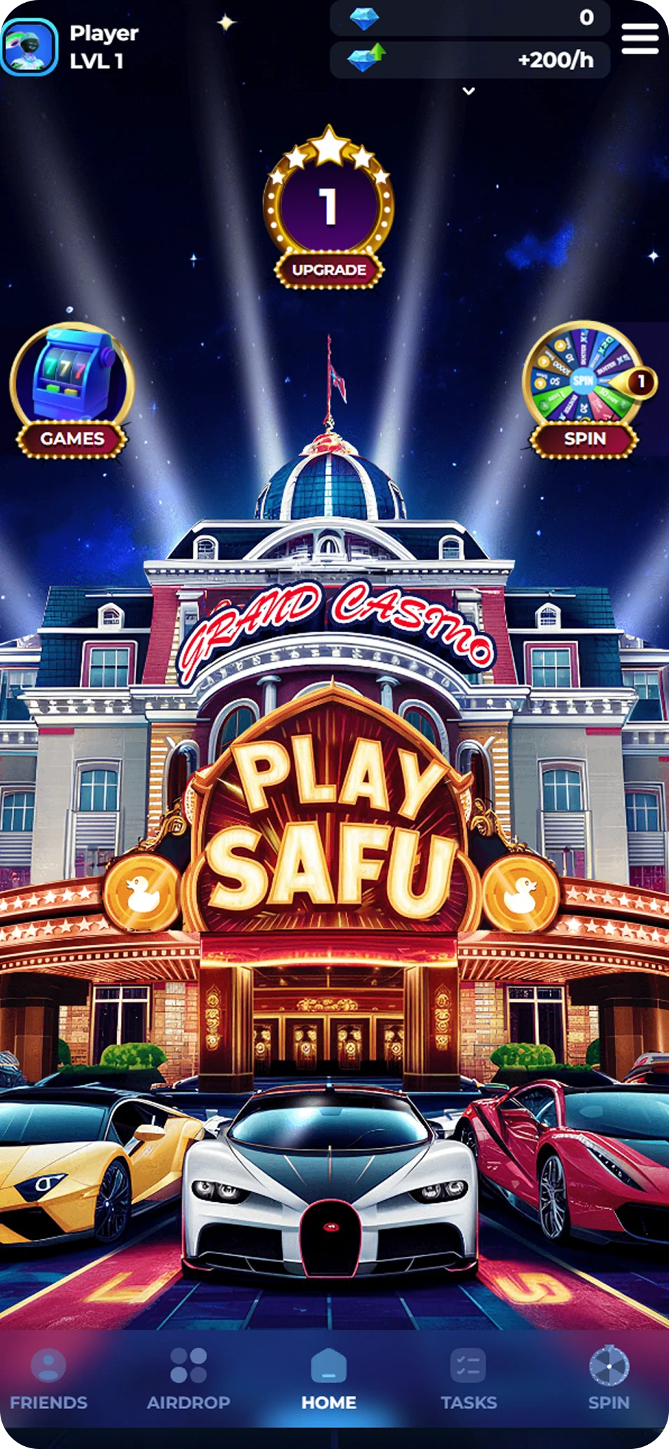 Sneg Bet game hub home screen
