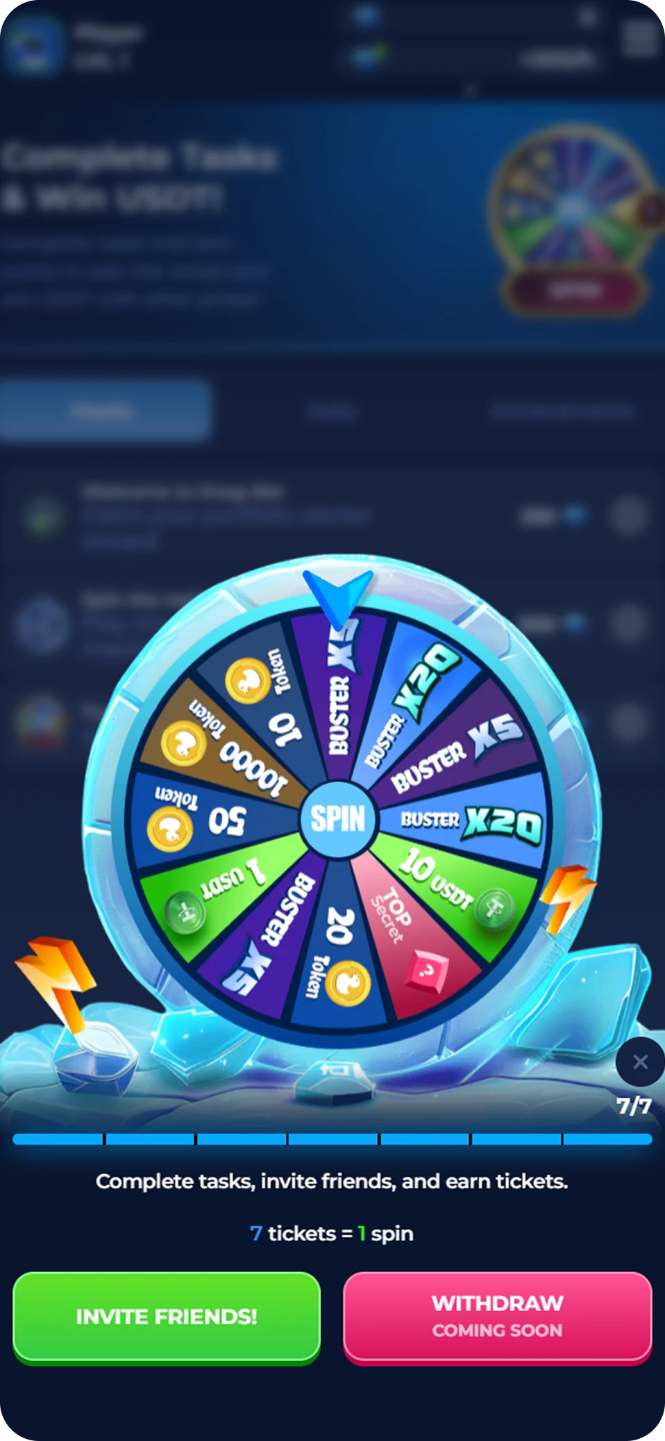 Prize wheel with spins and rewards in Sneg Bet